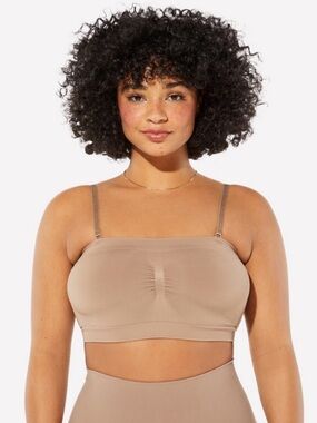 Yitty Seamless Nude Bandeau Bra Adjustable Removable Straps Sz XL/XXL